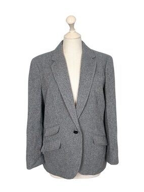 Lauren Ralph Lauren Gray Herringbone Single-Button Blazer
